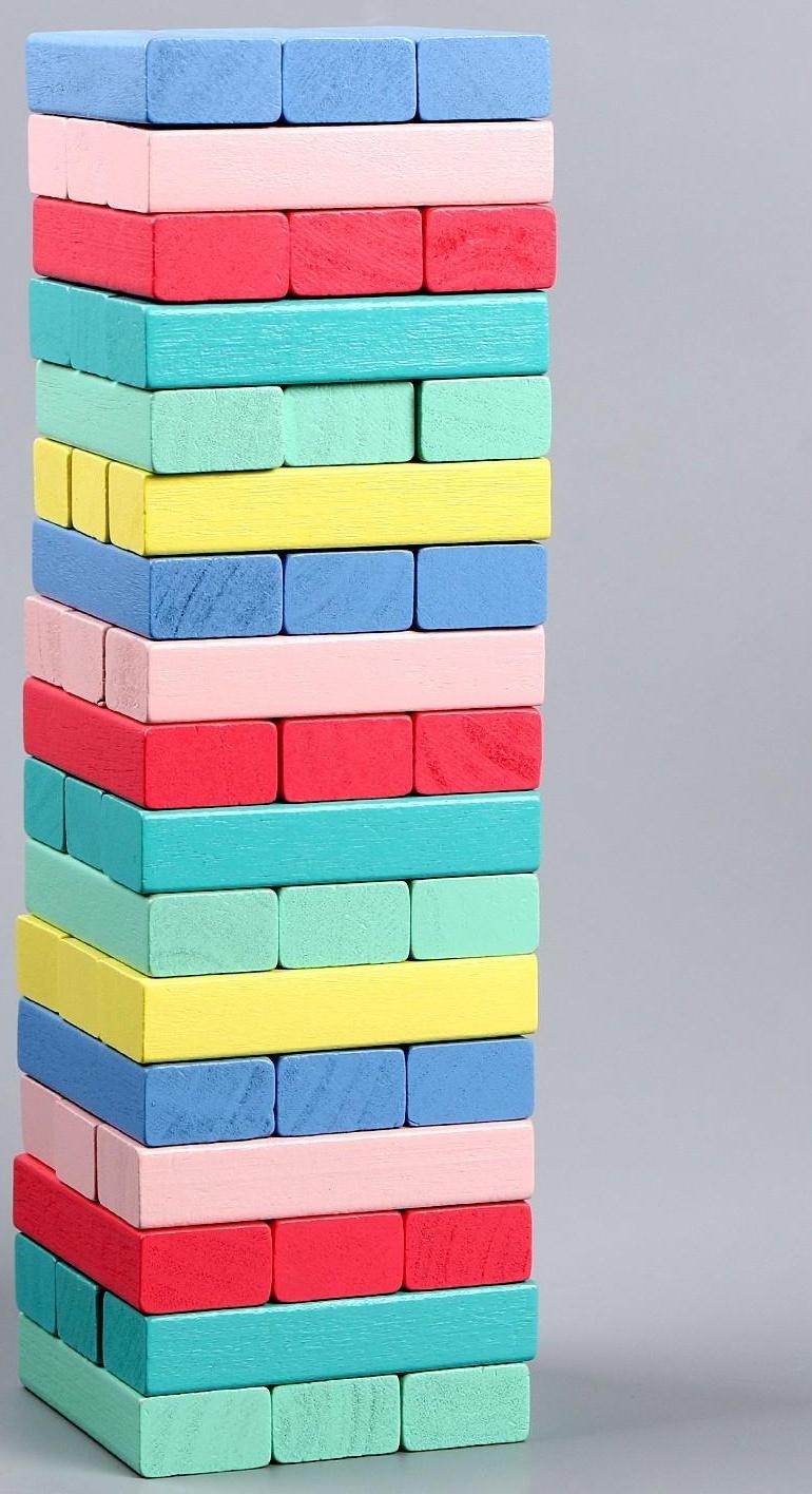 Игра настольная «Падающая башня цветная» 51 шт, 28,5х8,5х8 см