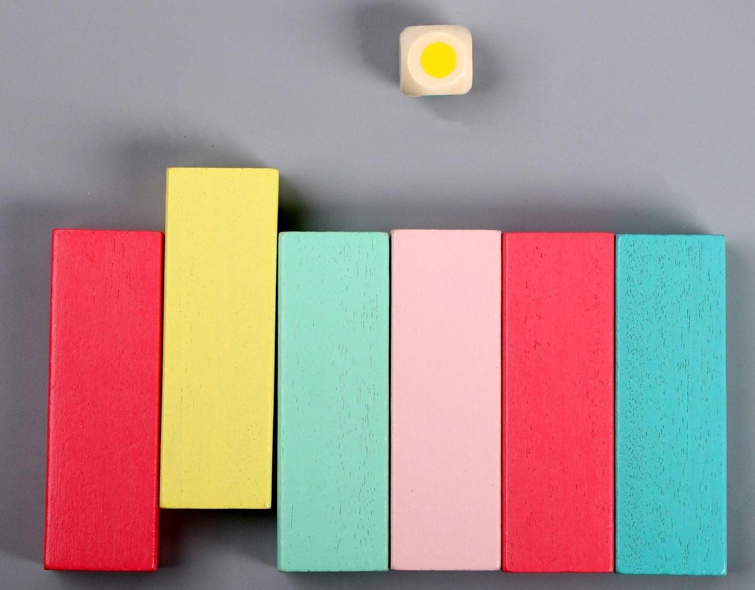 Игра настольная «Падающая башня цветная» 51 шт, 28,5х8,5х8 см