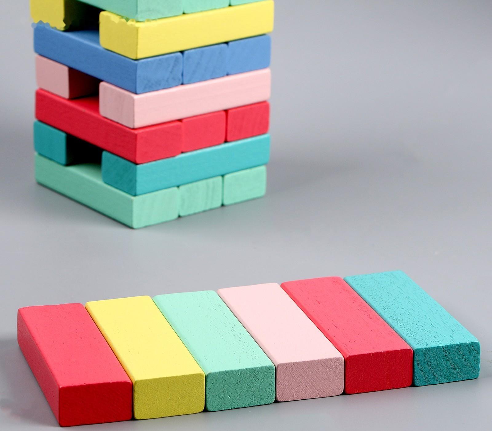 Игра настольная «Падающая башня цветная» 51 шт, 28,5х8,5х8 см