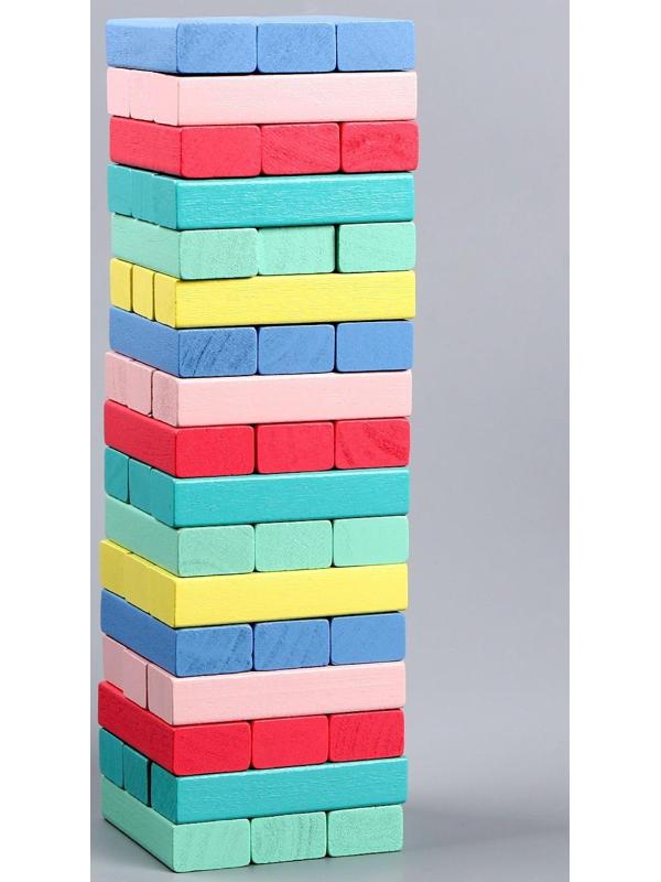 Игра настольная «Падающая башня цветная» 51 шт, 28,5х8,5х8 см