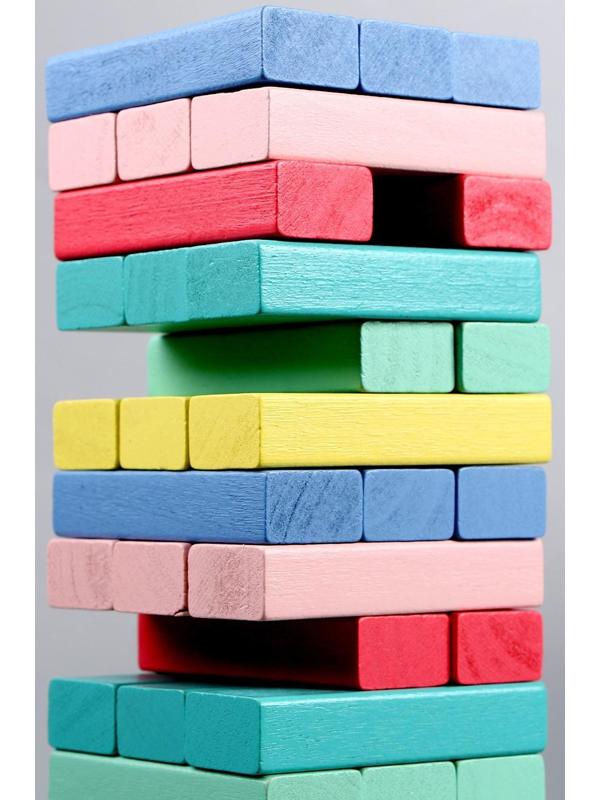 Игра настольная «Падающая башня цветная» 51 шт, 28,5х8,5х8 см