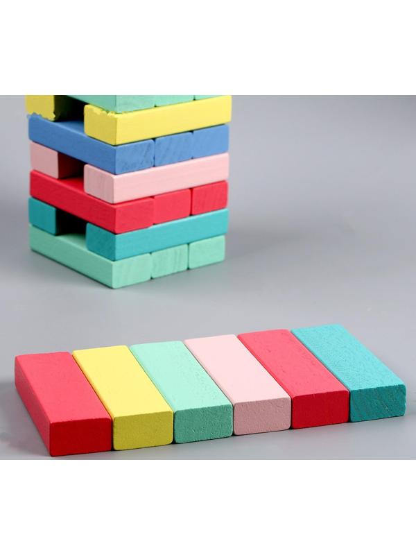 Игра настольная «Падающая башня цветная» 51 шт, 28,5х8,5х8 см