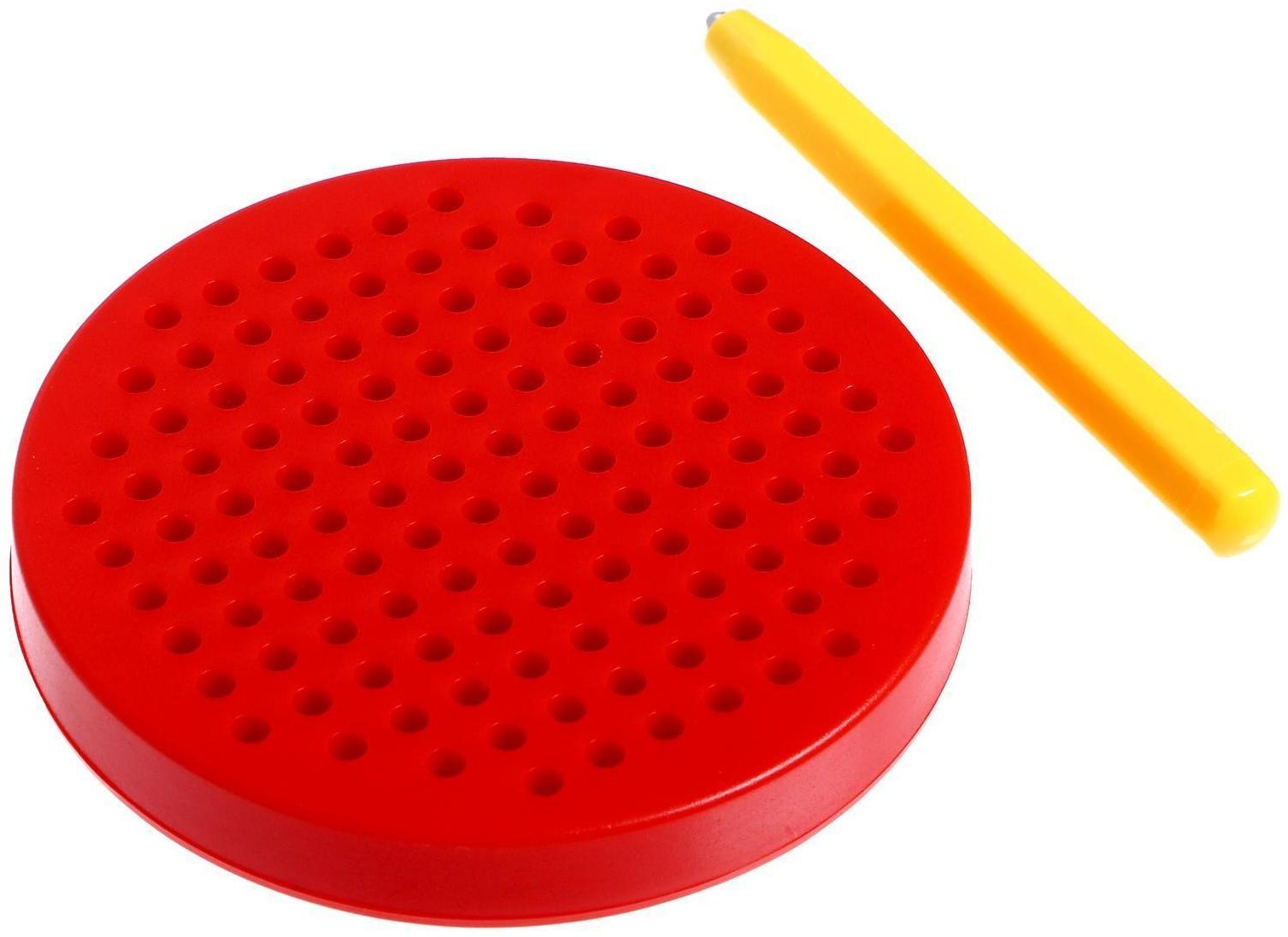 Планшет магнитный для рисования, круглый, на блистере, 120 отверстий, МИКС