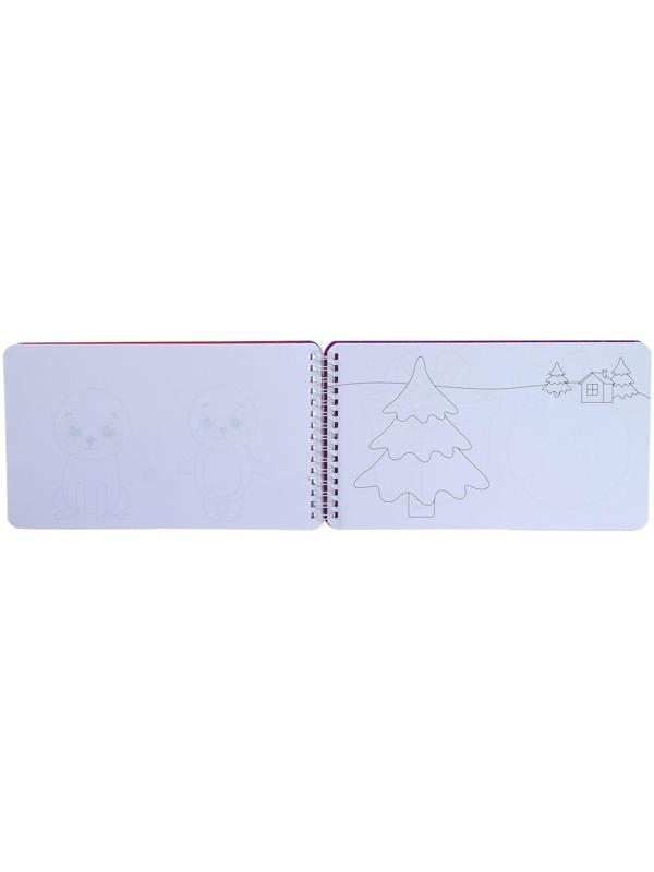 Новогодний альбом с трафаретами и наклейками «Снеговичок», 72 стр.