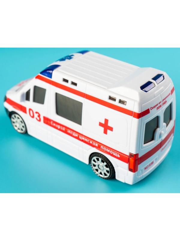 Машина «Скорая помощь», световые и звуковые эффекты, русская озвучка, работает от батареек