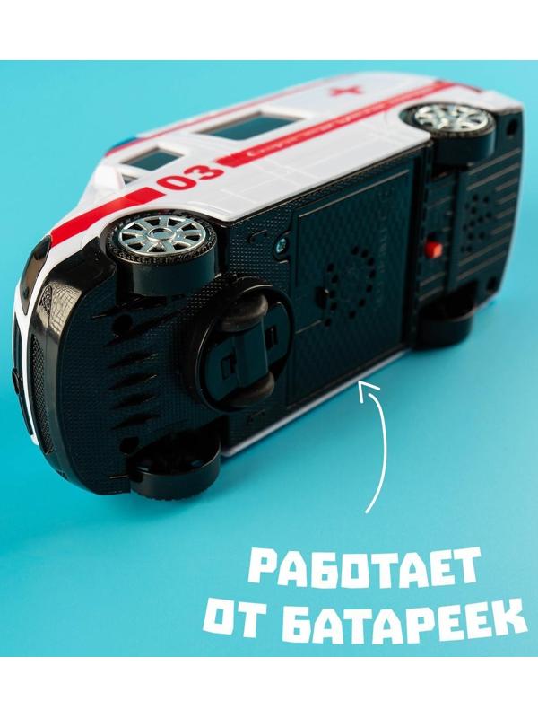 Машина «Скорая помощь», световые и звуковые эффекты, русская озвучка, работает от батареек