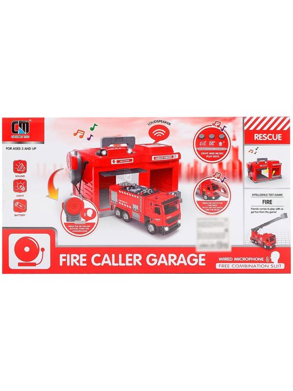 Парковка «Пожарная часть» с машинкой и рацией, световые и звуковые эффекты, МИКС