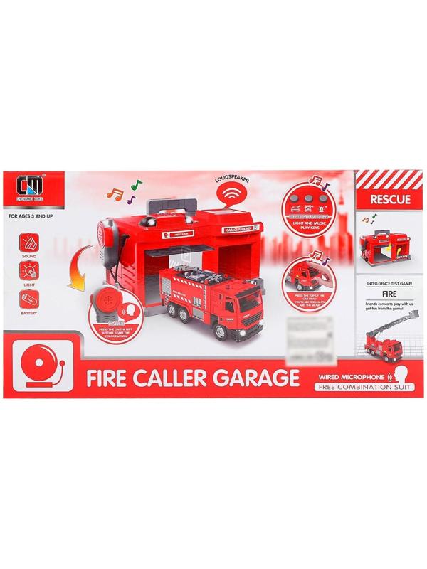 Парковка «Пожарная часть» с машинкой и рацией, световые и звуковые эффекты, МИКС