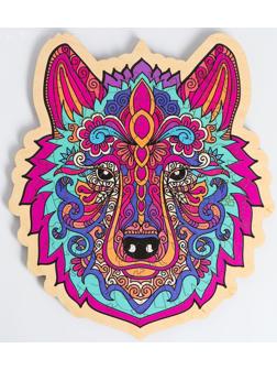 Деревянный пазл в рамке «Волк» 29×25 см