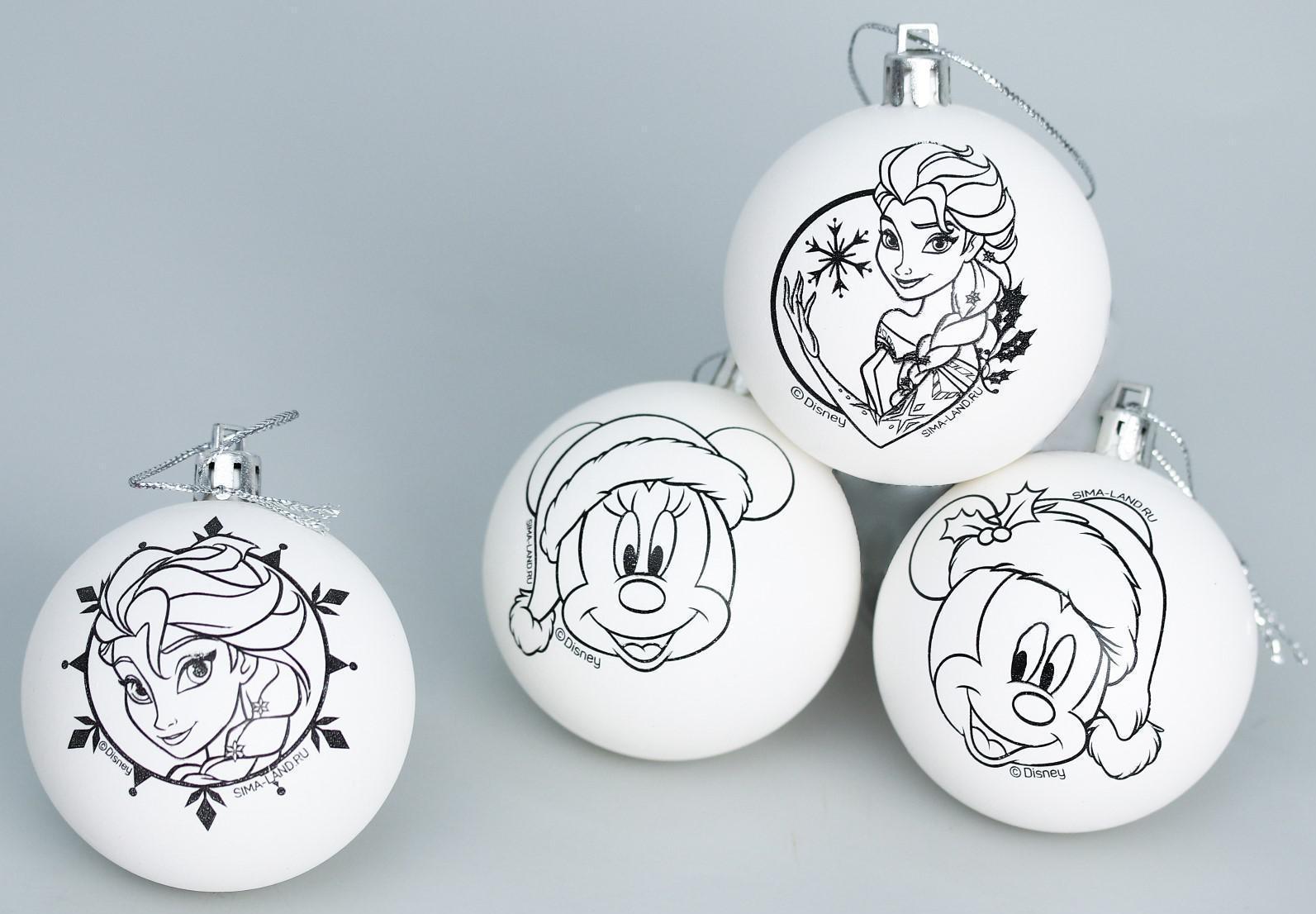Набор для творчества Новогодние шары, Disney 4 шт,  размер шара 5,5 см