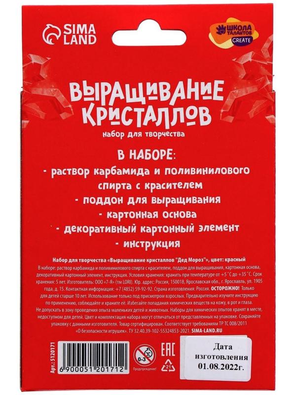 Набор для творчества «Лучистые кристаллы»: Дед Мороз, цвет красный