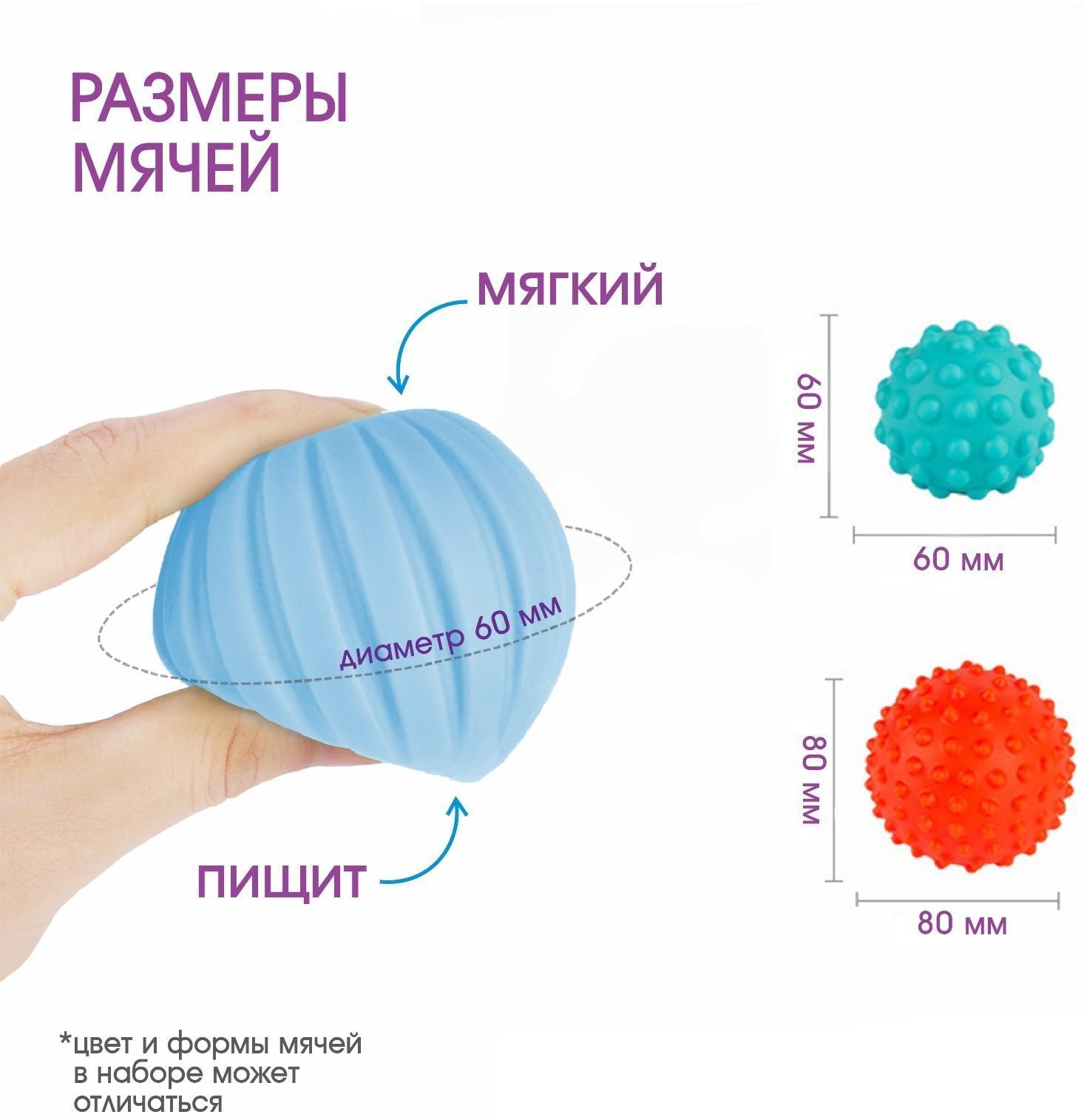 Подарочный набор развивающих массажных мячиков «Снеговичок», 3 шт., новогодняя подарочная упаковка