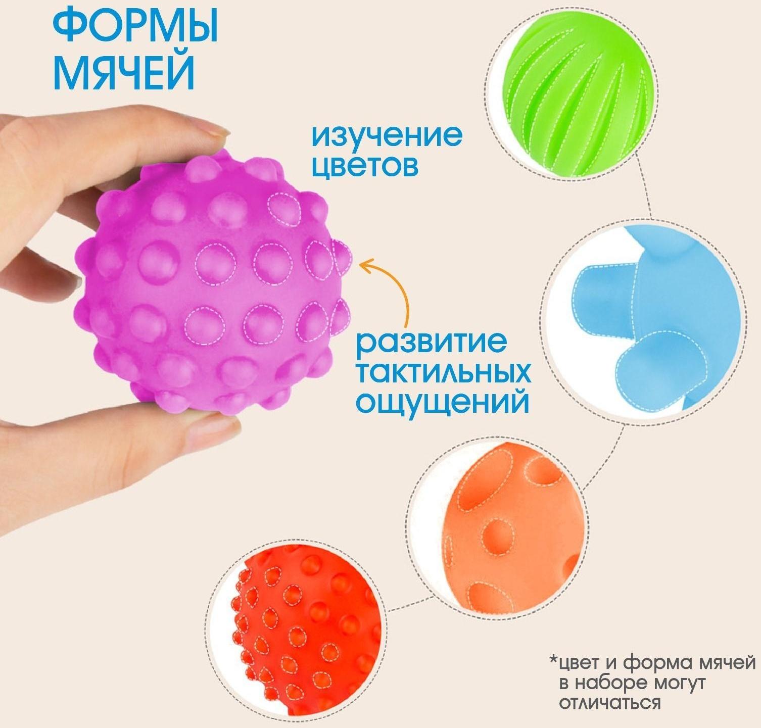 Подарочный набор развивающих, массажных мячиков «Паравозик», 5 шт.