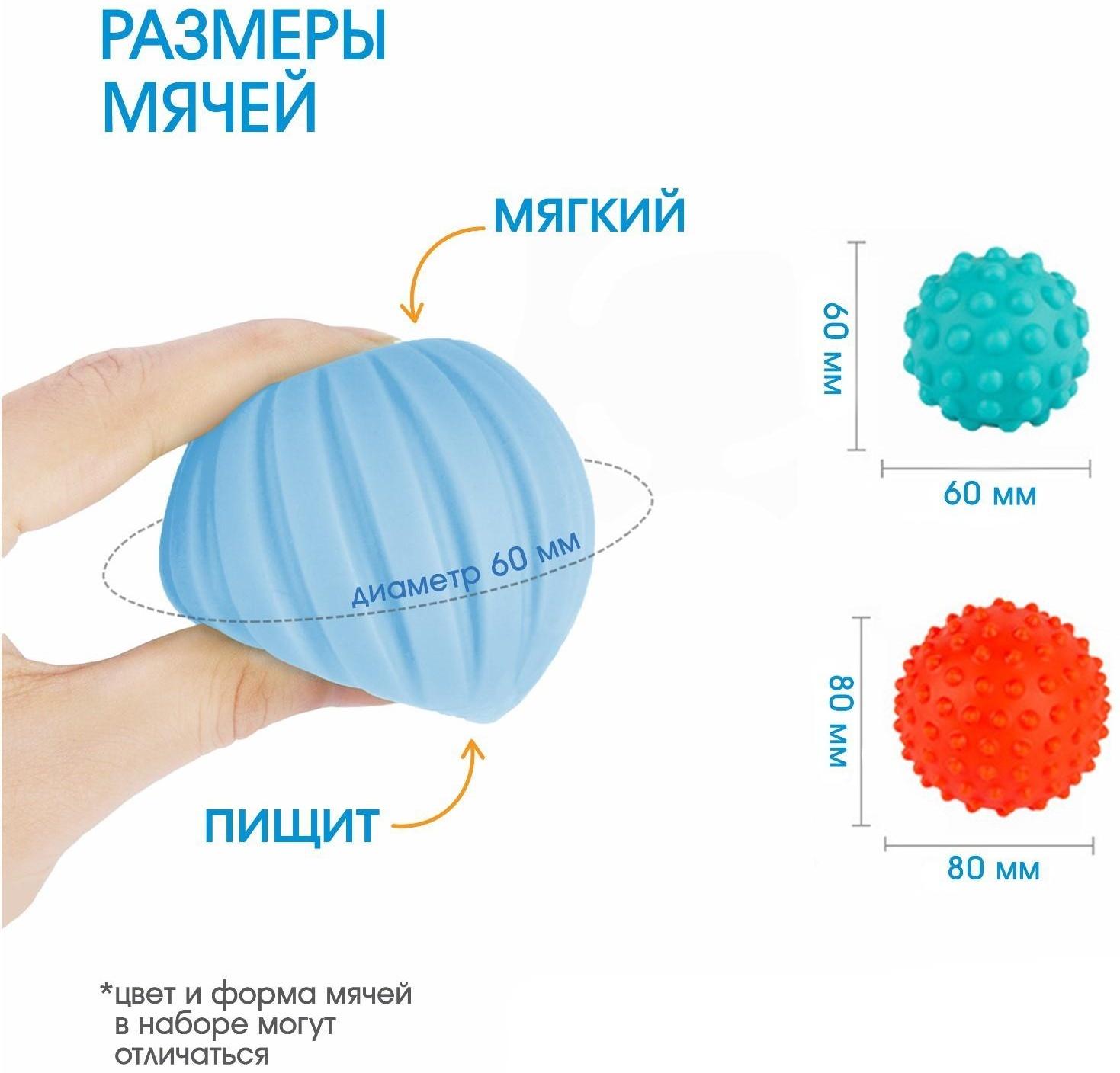 Подарочный набор развивающих, массажных мячиков «Пицца», 3 шт