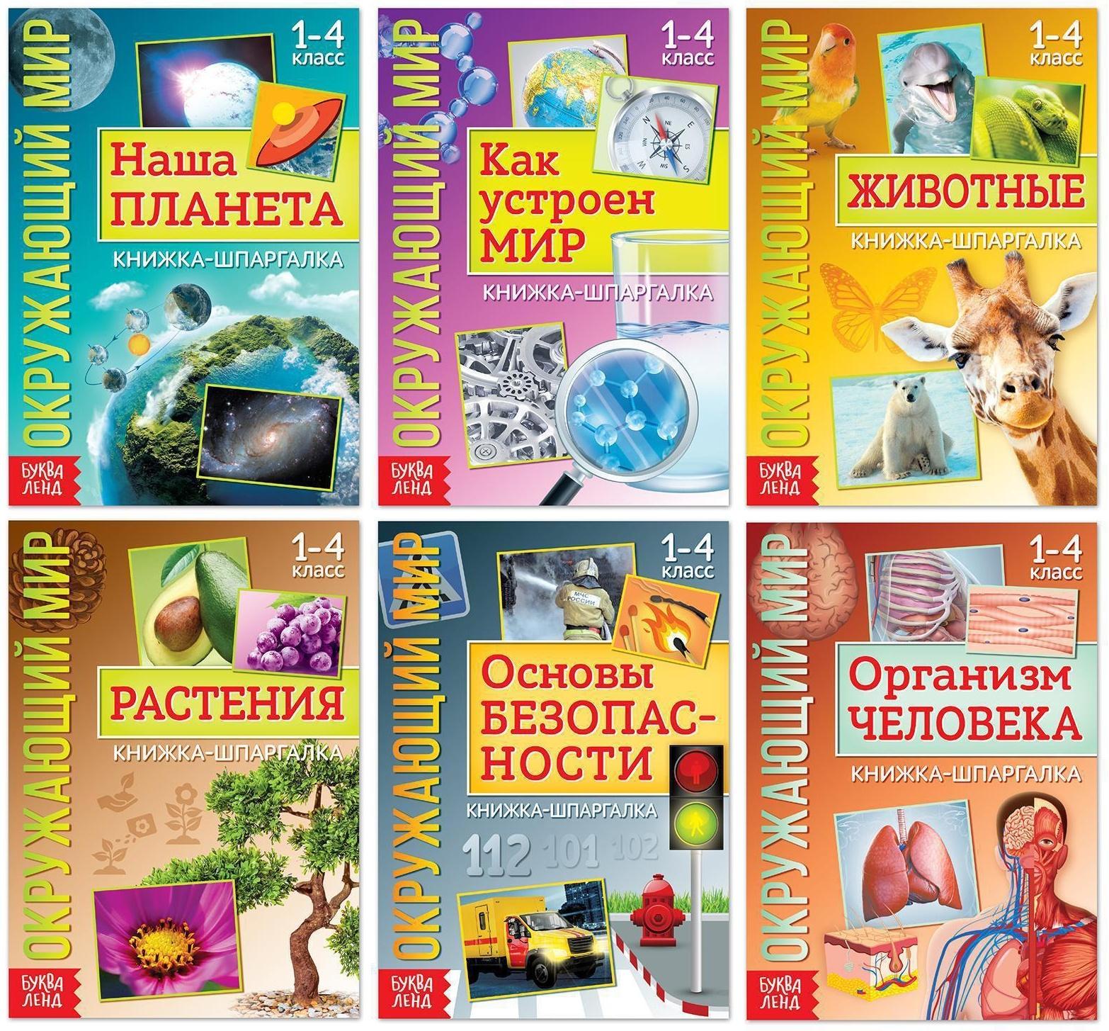 Набор книжек-шпаргалок «Мир природы и человека», 6 шт.
