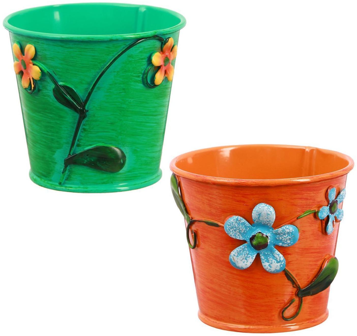 Горшок средний «Цветочки», цвета МИКС