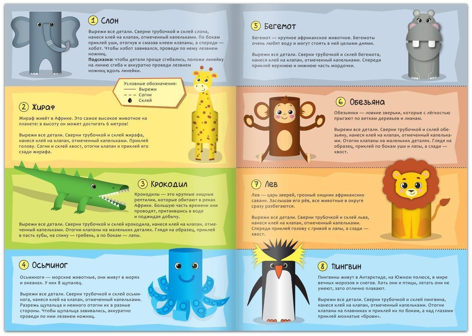 Книжка-вырезалка «Бумажные зверята. Зоопарк», 20 стр., формат А4
