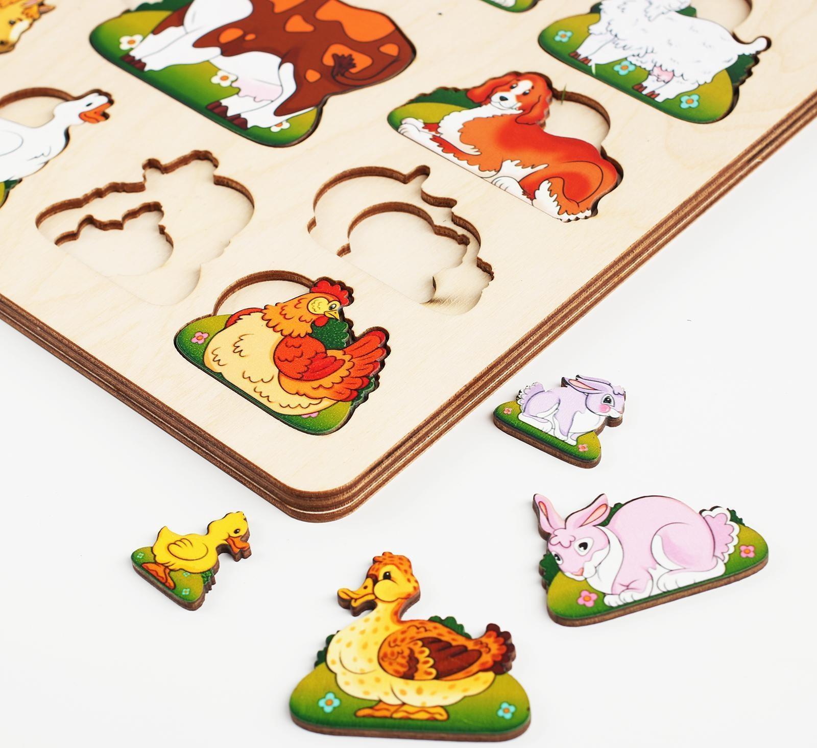 Развивающая доска «Чей малыш?Домашние животные и птицы»