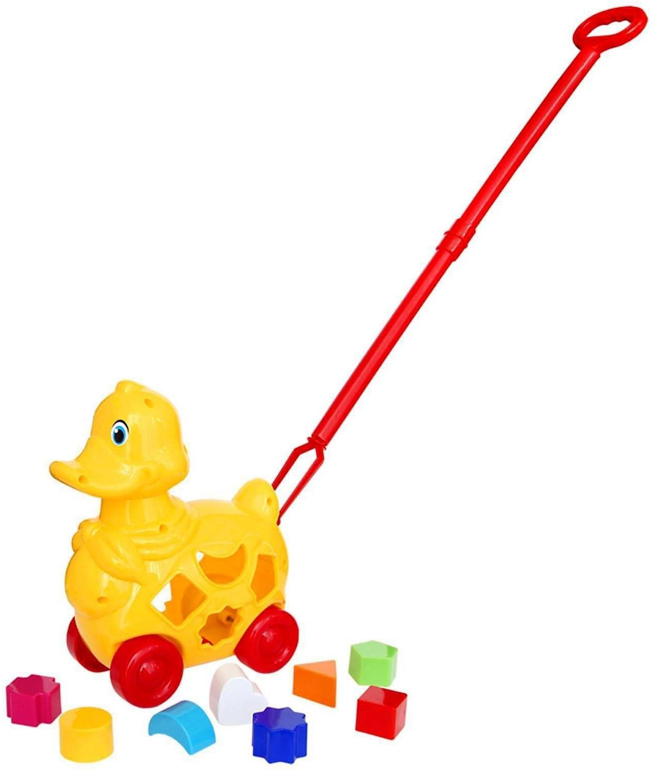 Каталка-сортер «Утка», с ручкой