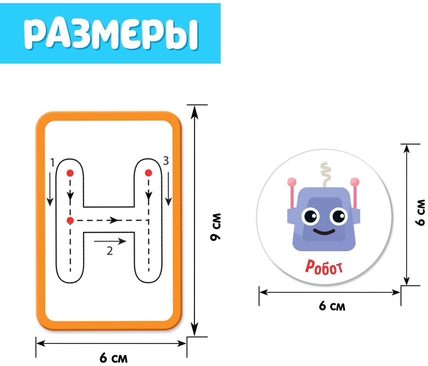Набор пиши-стирай «Учу и пишу буквы» карточки с буквами и картинками, маркер