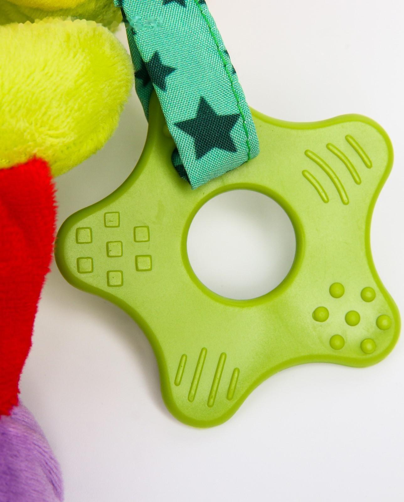 Растяжка - спираль мягкая с погремушкой на кроватку/коляску «Слоник яркий»