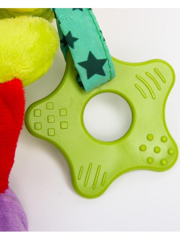 Растяжка - спираль мягкая с погремушкой на кроватку/коляску «Слоник яркий»