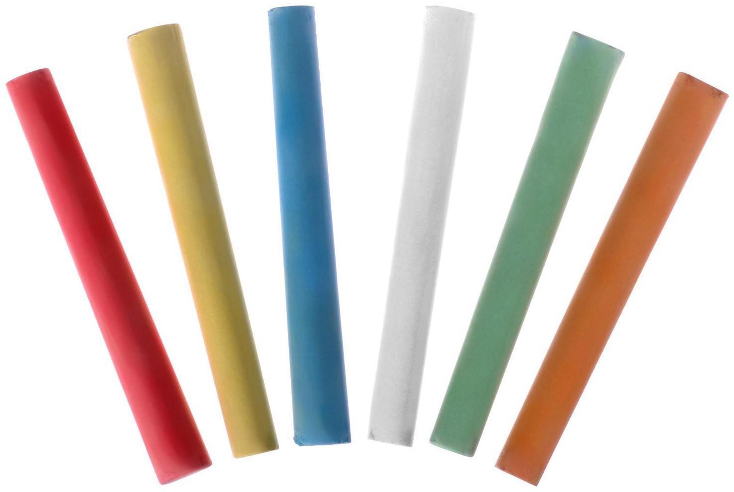 Мел школьный цветной 24 шт (6 цветов х 4), круглый беспыльный, в картонной коробке