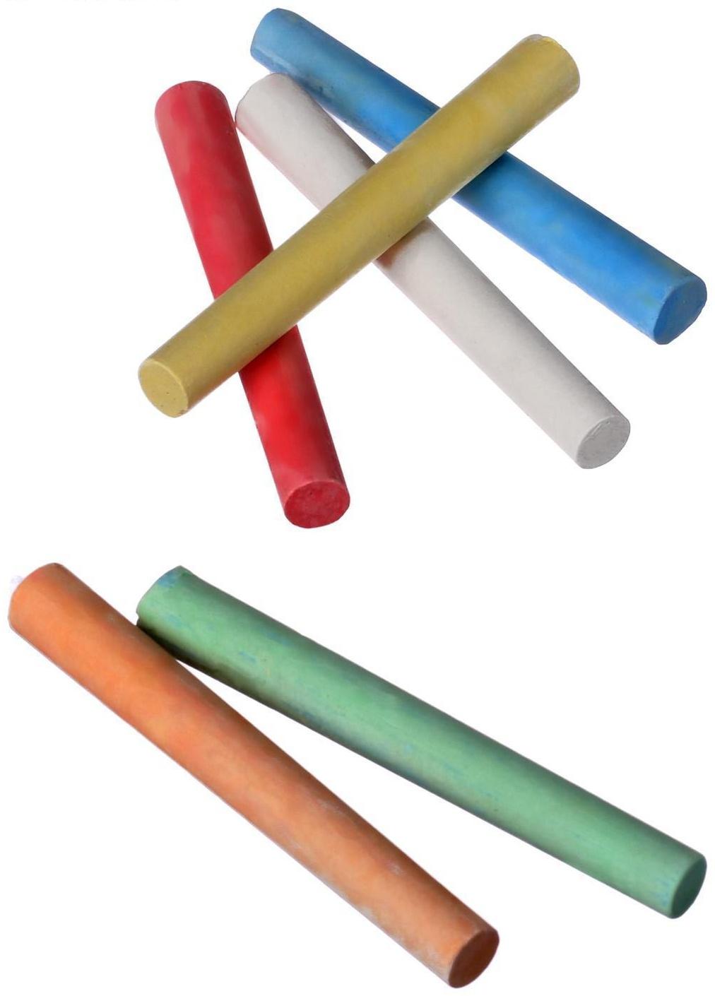 Мел школьный цветной 24 шт (6 цветов х 4), круглый беспыльный, в картонной коробке