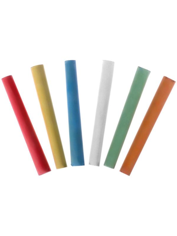 Мел школьный цветной 24 шт (6 цветов х 4), круглый беспыльный, в картонной коробке