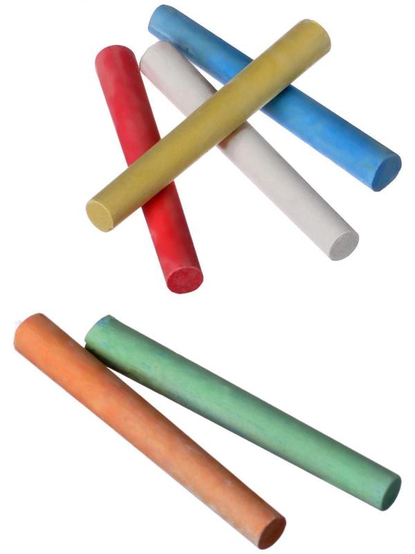 Мел школьный цветной 24 шт (6 цветов х 4), круглый беспыльный, в картонной коробке