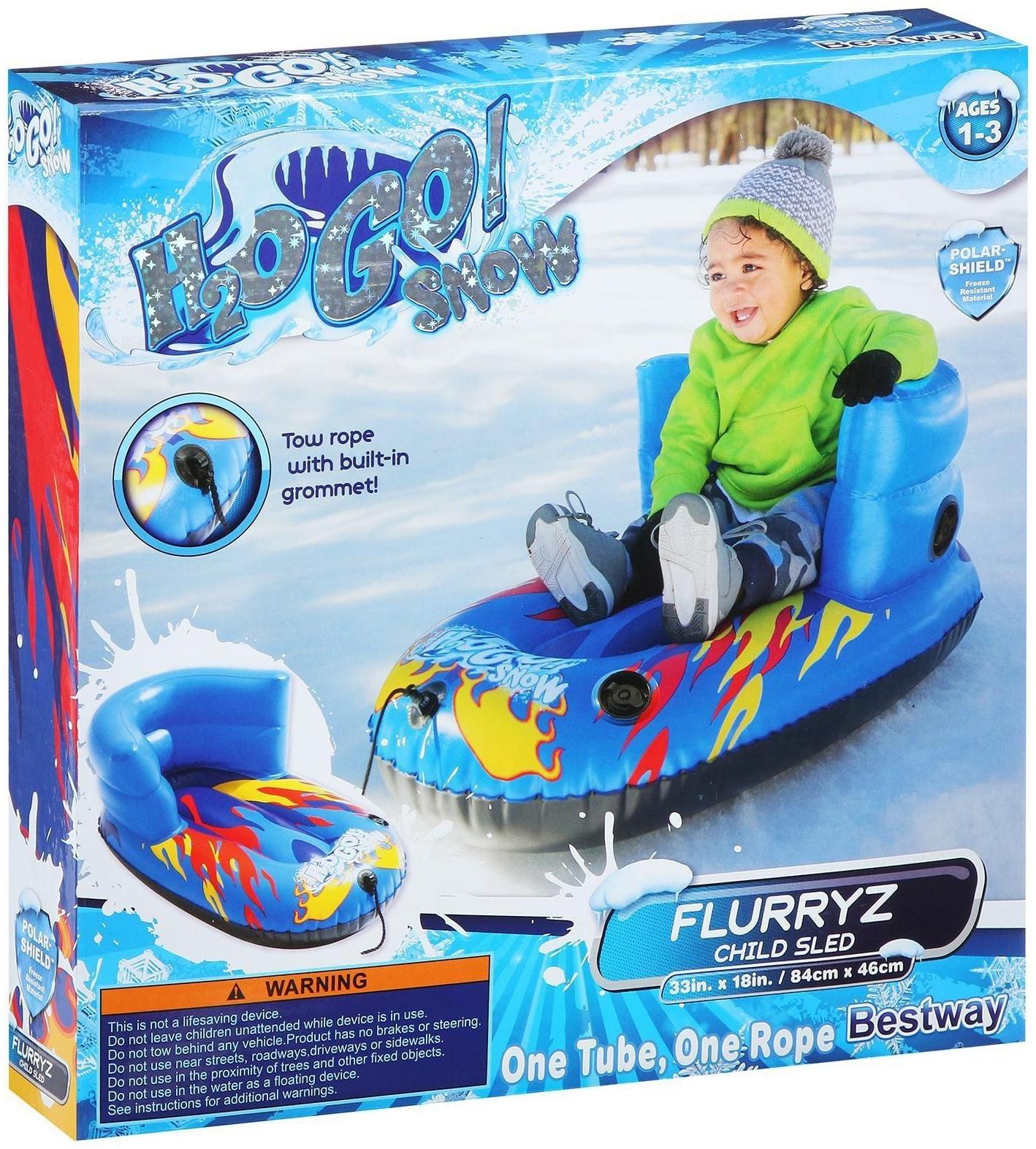 Тюбинг надувной бескамерный H2OGO! Snow, размер 84 х 46 см, ПВХ/ПВХ, со спинкой