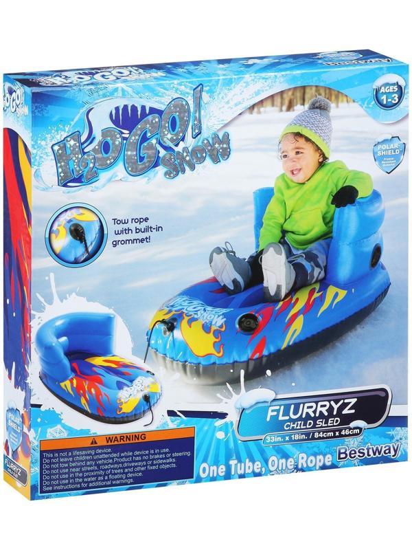 Тюбинг надувной бескамерный H2OGO! Snow, размер 84 х 46 см, ПВХ/ПВХ, со спинкой