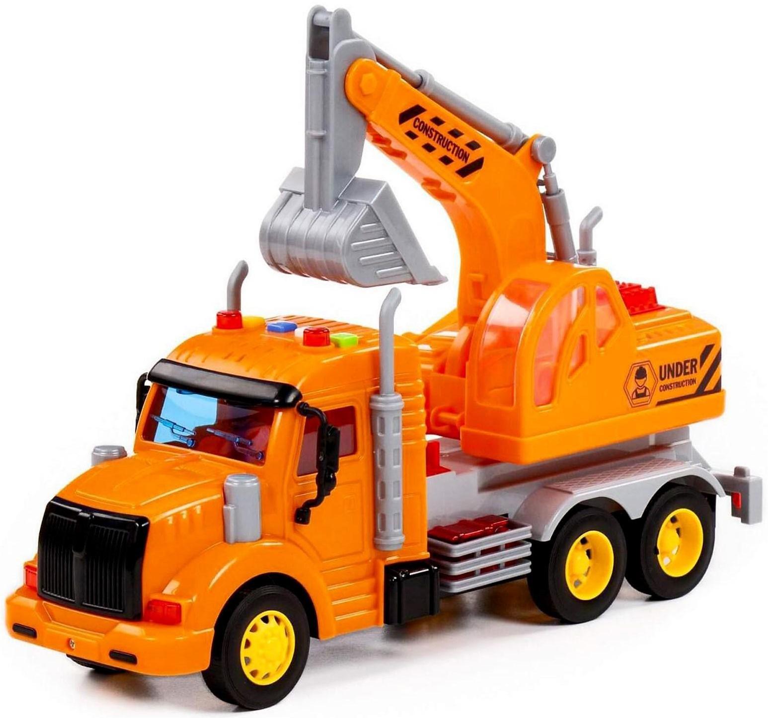 Экскаватор «Профи» инерционный цвет оранжевый, световые и звуковые эффекты