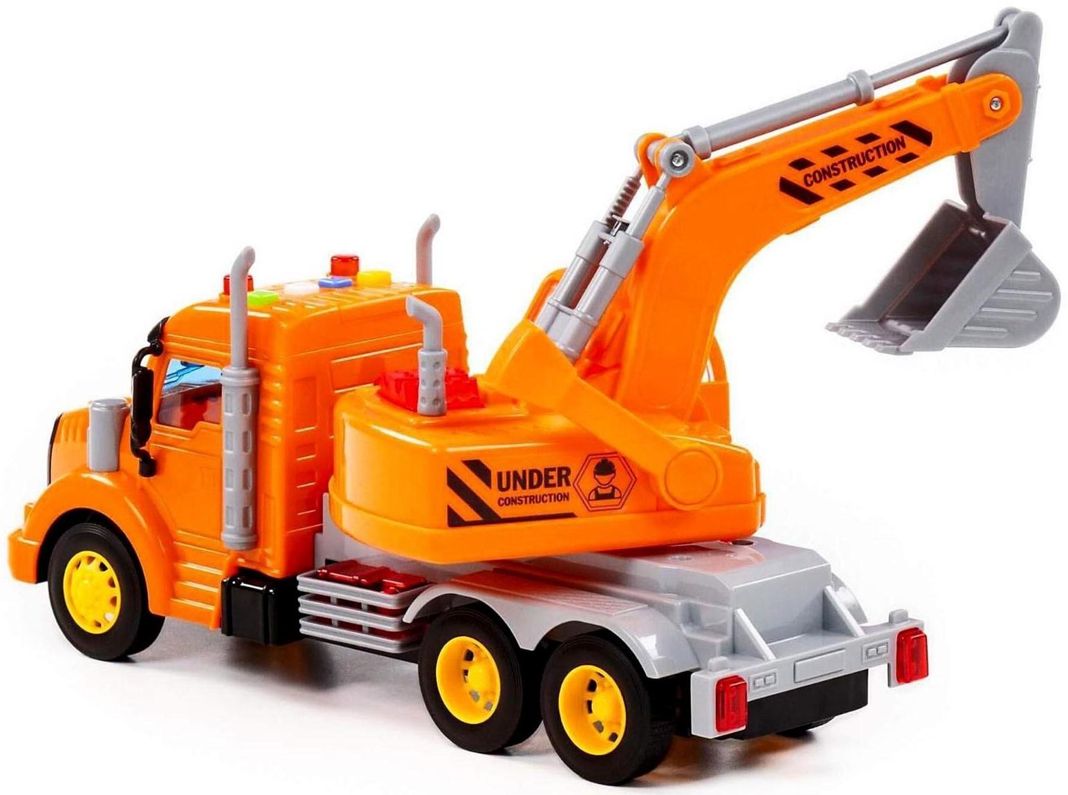 Экскаватор «Профи» инерционный цвет оранжевый, световые и звуковые эффекты