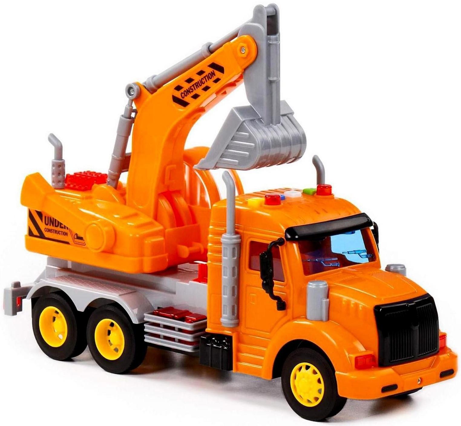 Экскаватор «Профи» инерционный цвет оранжевый, световые и звуковые эффекты