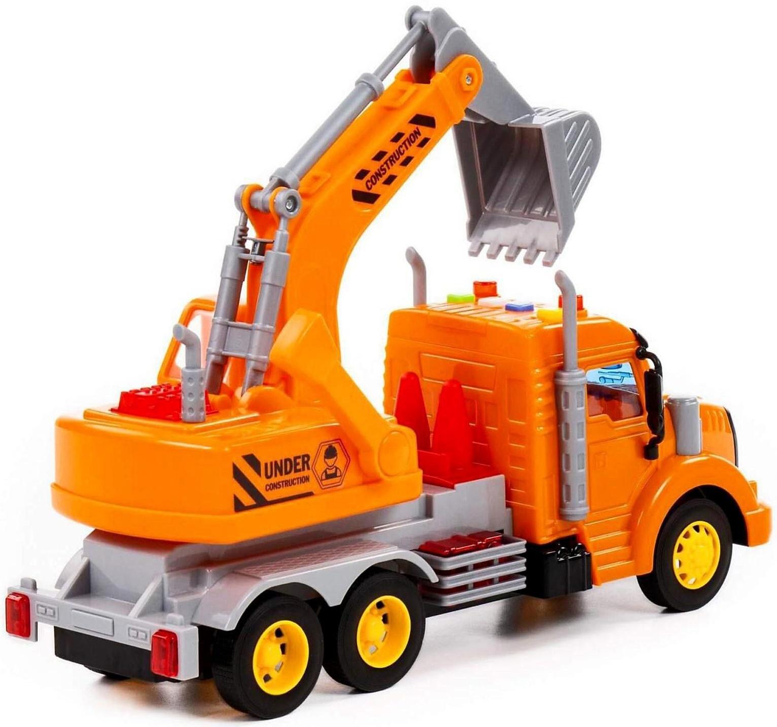 Экскаватор «Профи» инерционный цвет оранжевый, световые и звуковые эффекты