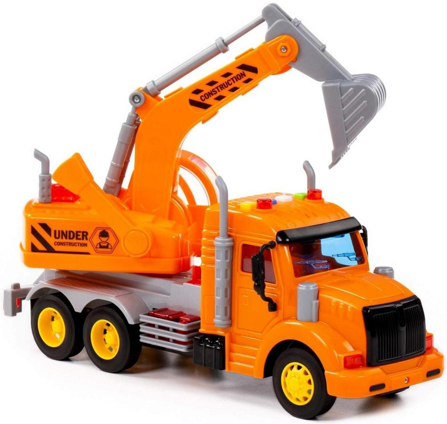 Экскаватор «Профи» инерционный цвет оранжевый, световые и звуковые эффекты