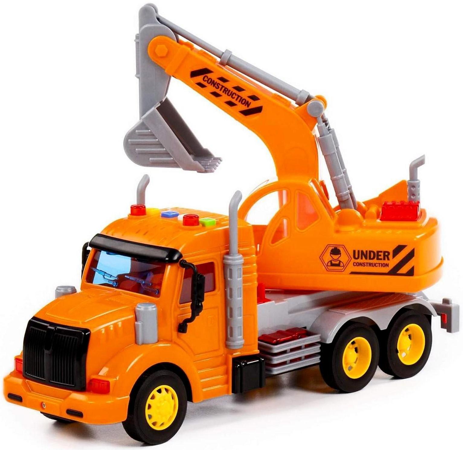 Экскаватор «Профи» инерционный цвет оранжевый, световые и звуковые эффекты