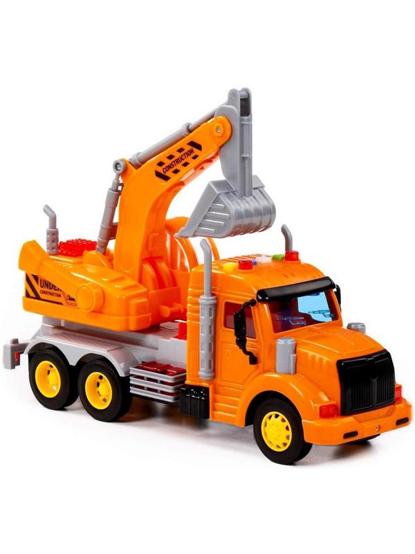 Экскаватор «Профи» инерционный цвет оранжевый, световые и звуковые эффекты