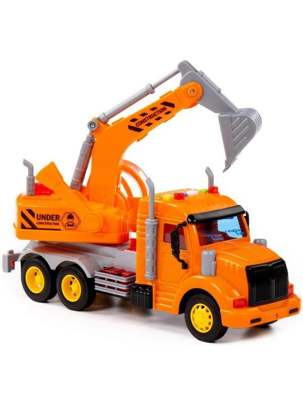 Экскаватор «Профи» инерционный цвет оранжевый, световые и звуковые эффекты