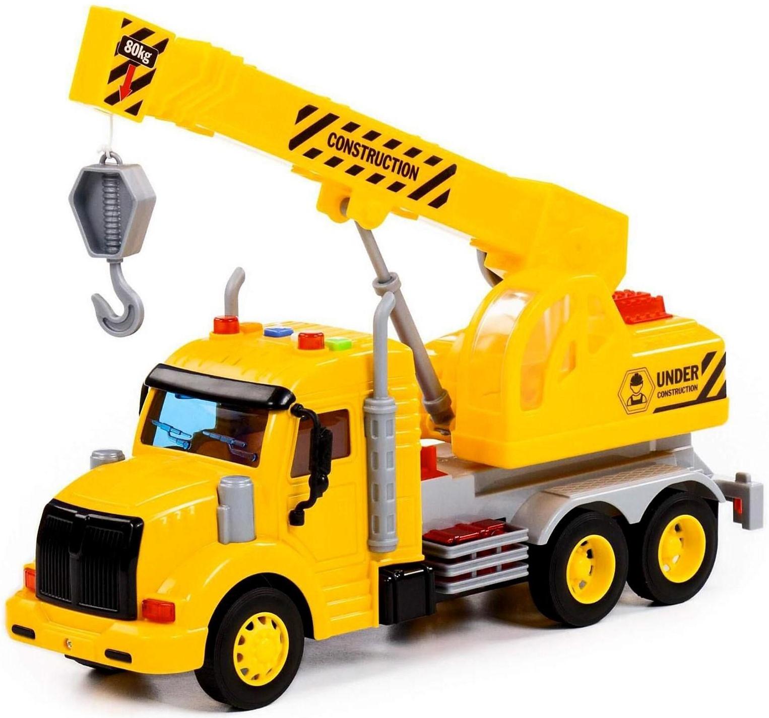 Кран «Профи», инерционный, световые и звуковые эффекты, цвет жёлтый
