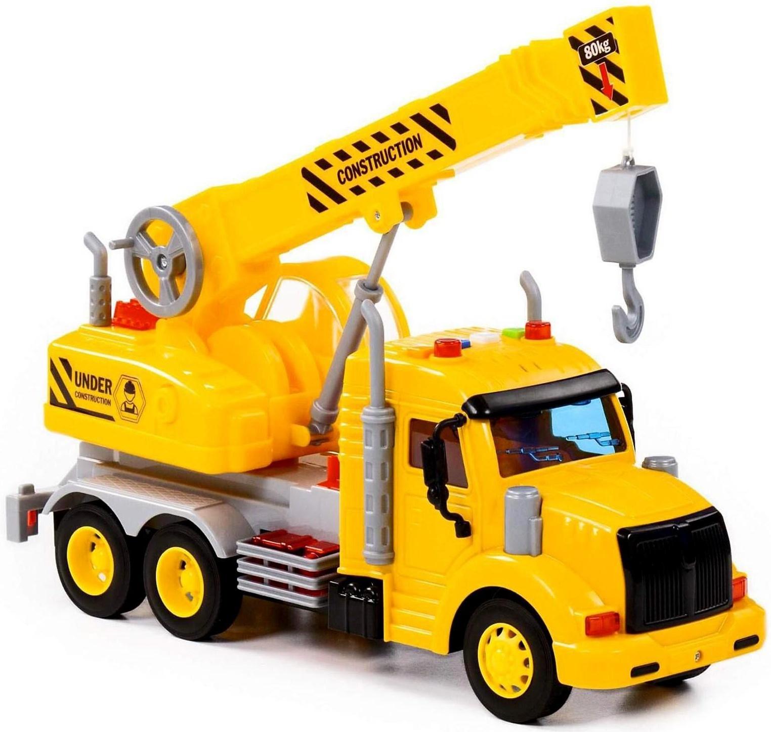 Кран «Профи», инерционный, световые и звуковые эффекты, цвет жёлтый