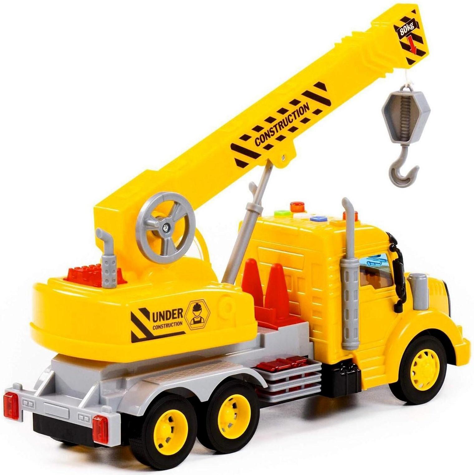 Кран «Профи», инерционный, световые и звуковые эффекты, цвет жёлтый