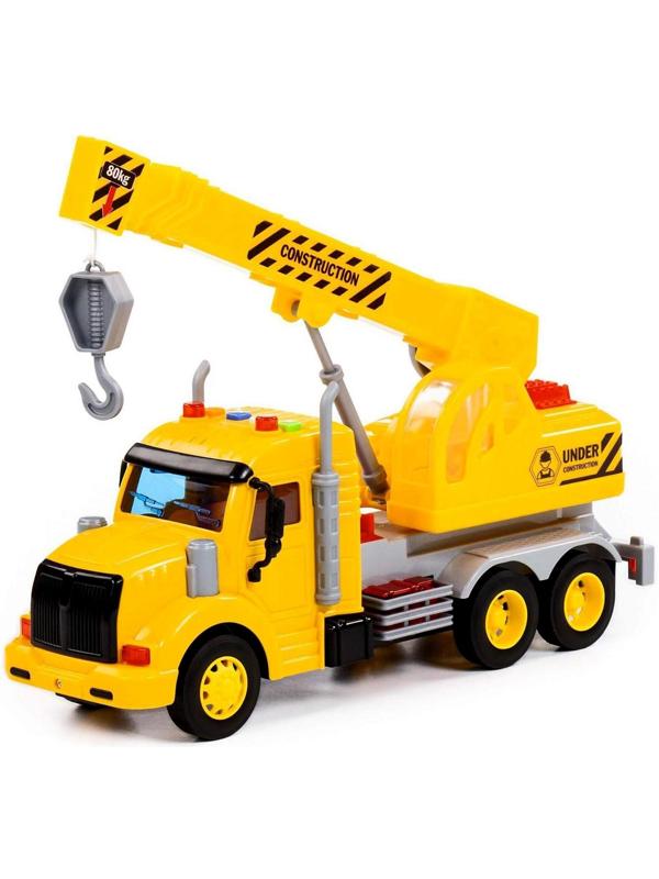 Кран «Профи», инерционный, световые и звуковые эффекты, цвет жёлтый