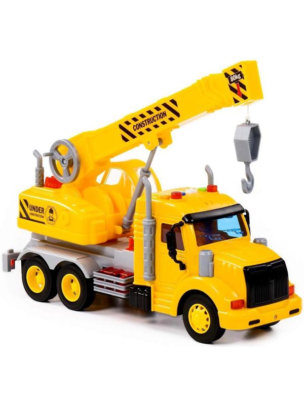 Кран «Профи», инерционный, световые и звуковые эффекты, цвет жёлтый