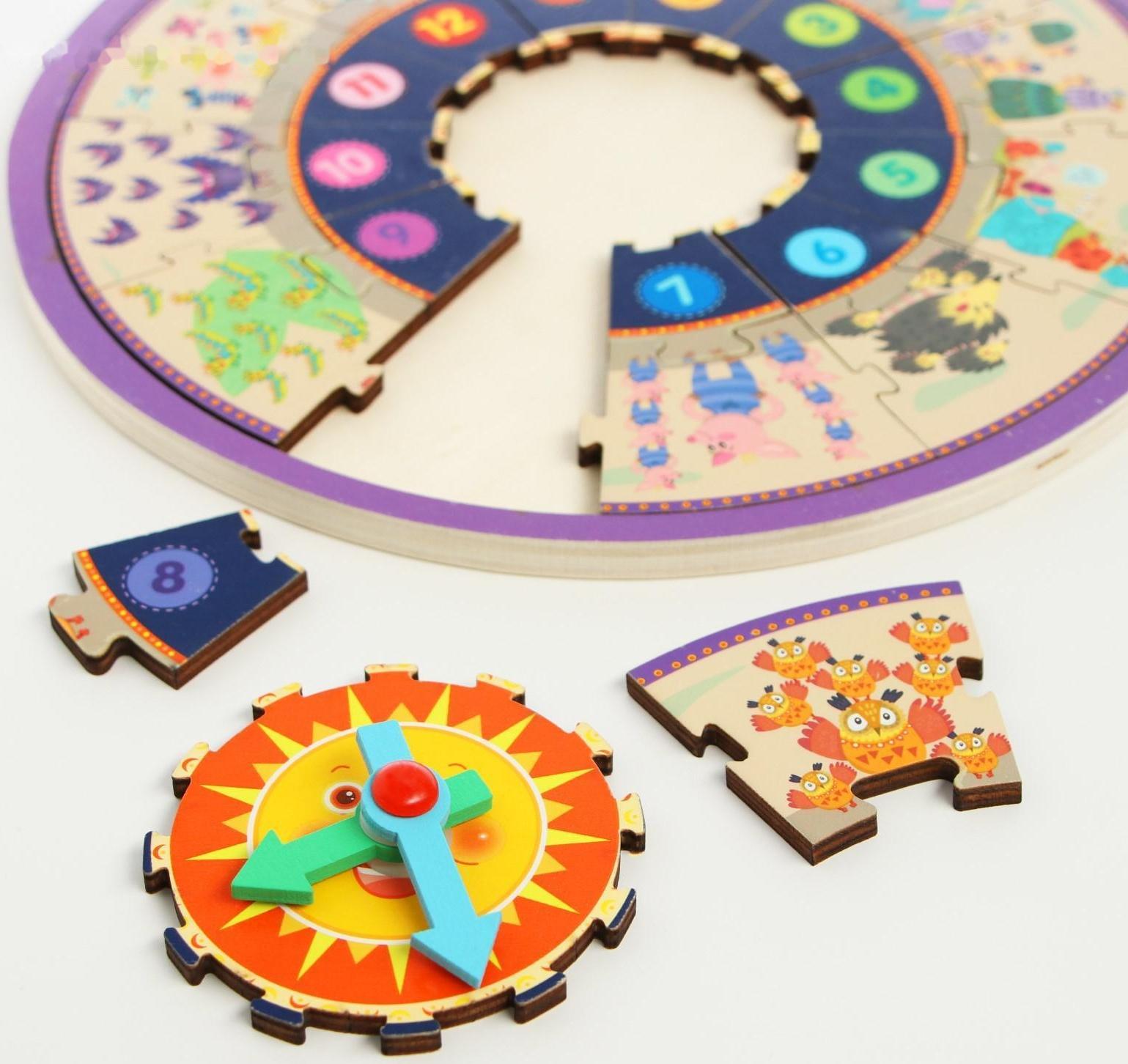 Детские развивающие часы 2в1 «Часы+пазл» 22,5×22,5×1 см