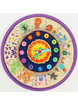 Детские развивающие часы 2в1 «Часы+пазл» 22,5×22,5×1 см