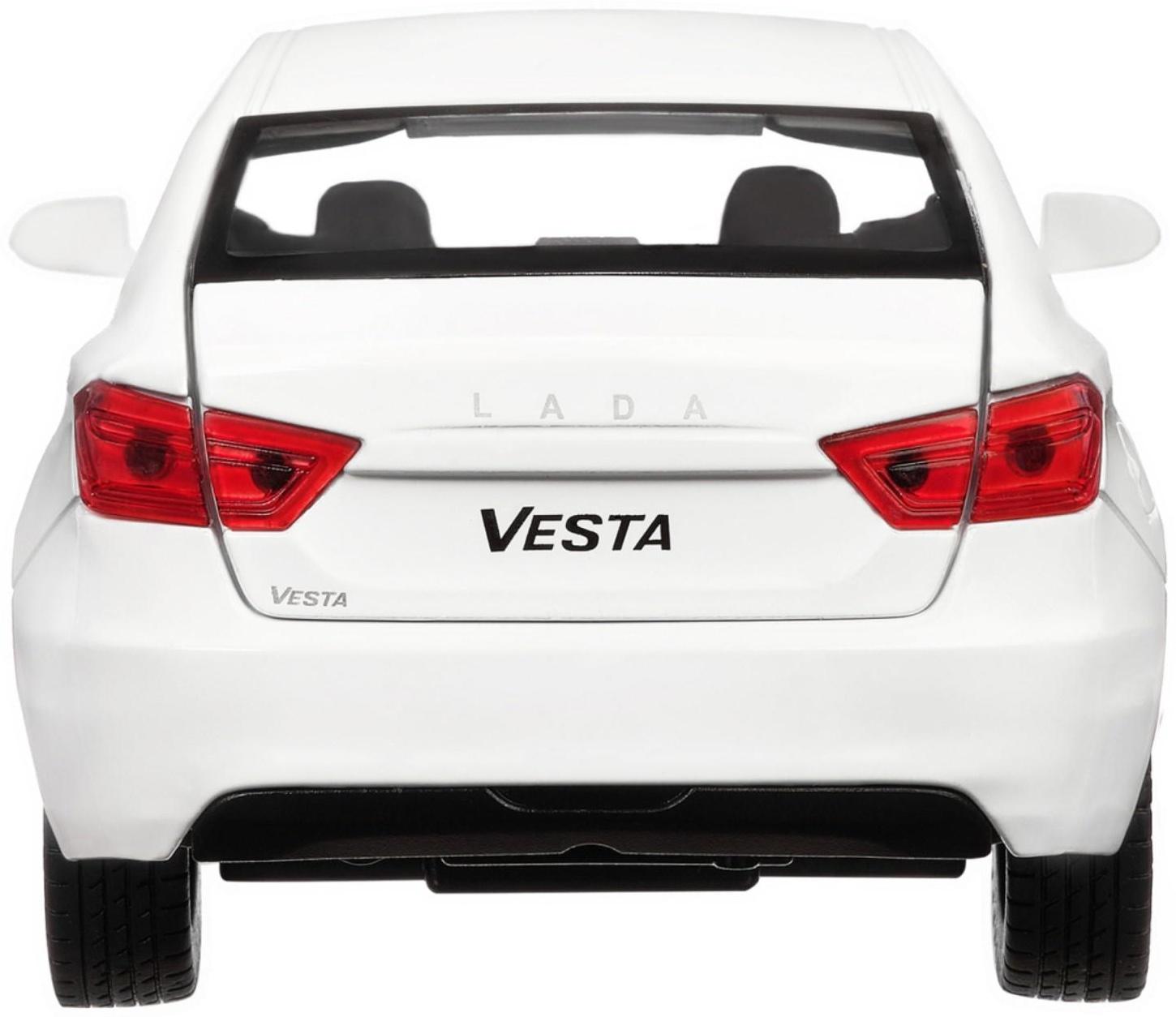 Машина металлическая «Lada Vesta седан» 1:24, цвет белый, открываются двери, капот, багаж, световые и звуковые эффекты