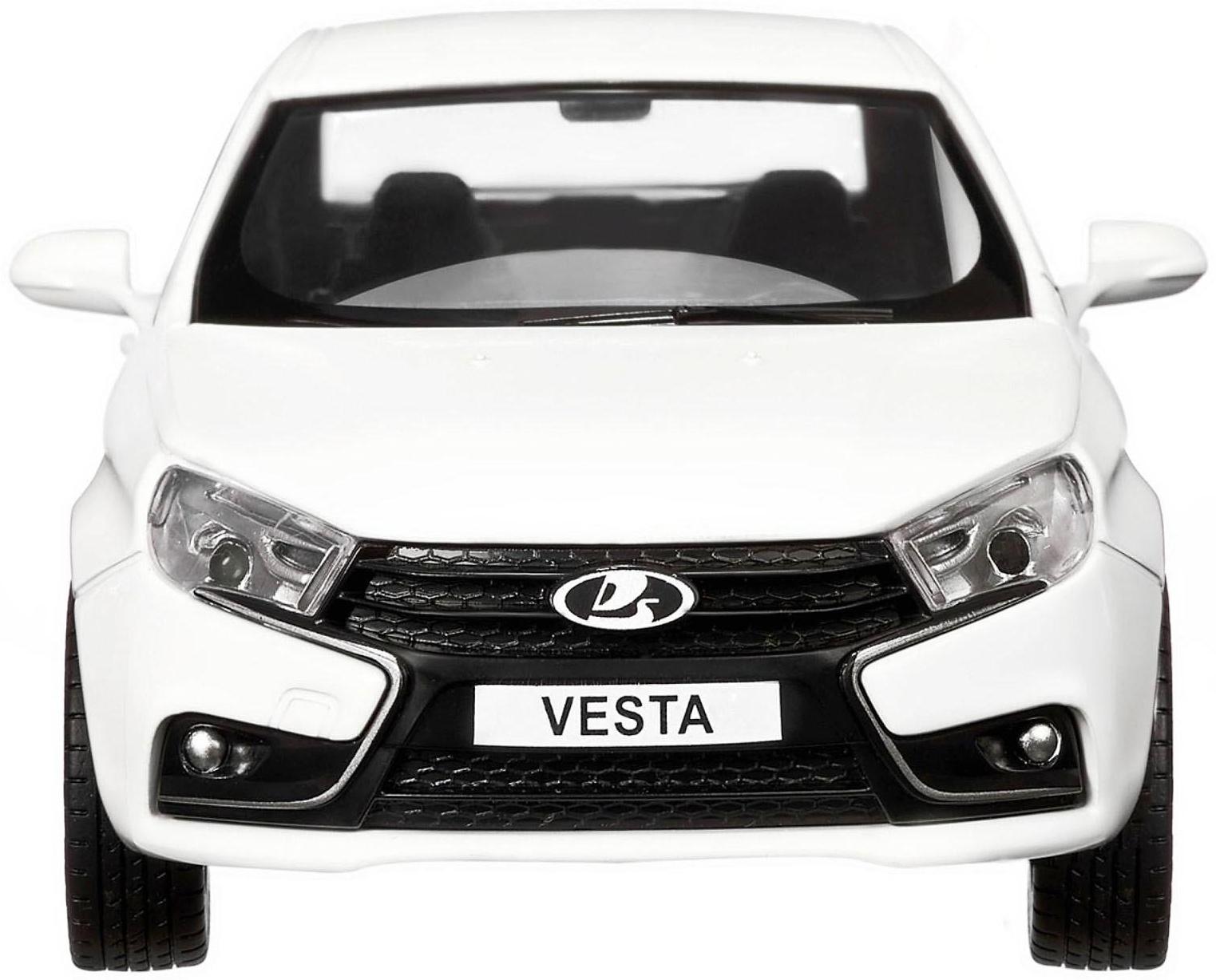 Машина металлическая «Lada Vesta седан» 1:24, цвет белый, открываются двери, капот, багаж, световые и звуковые эффекты