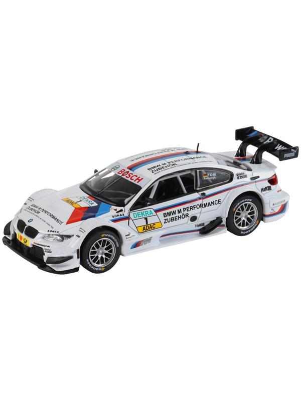 Машина металлическая BMW M3 DTM 1:32, инерция, световые и звуковые эффекты, открываются двери, цвет белый